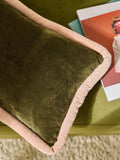 MADE.COM Huxley cushion khaki aubergine velvet, imported from the UK