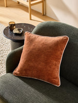 Next MADE.COM Rust Orange Bailey Cotton Velvet Piped Cushion 50x50cm- Buy online at McGrocer