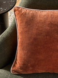 MADE.COM rust orange Bailey cotton velvet piped cushion 50x50cm (British brand)
