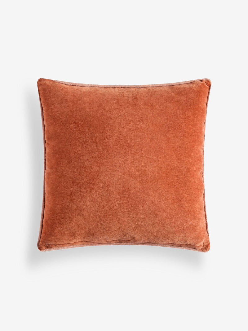 MADE.COM rust orange Bailey cotton velvet piped cushion 50x50cm (British brand)