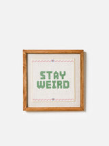 Next Oliver Bonas Natural Stay Weird Petit Point Framed Wall Art 31x31cm- Buy online at McGrocer