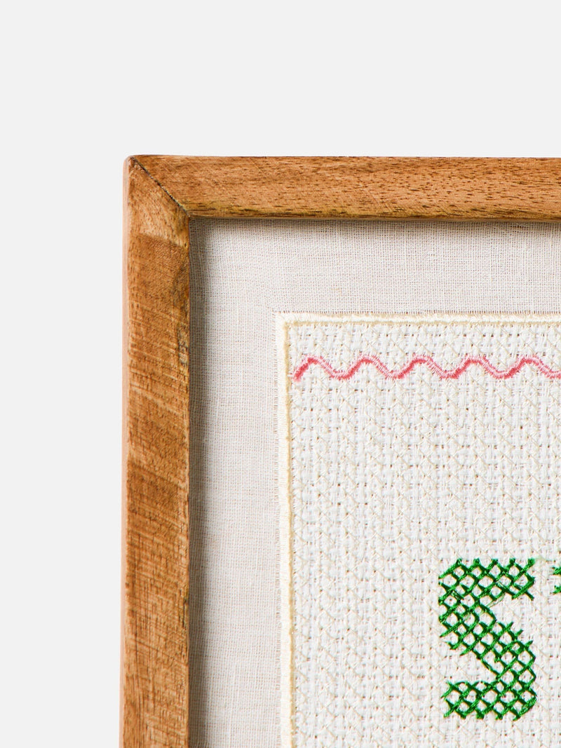 Oliver Bonas Stay Weird petit point framed wall art 31x31cm, imported from the UK