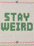 Oliver Bonas Stay Weird petit point framed wall art 31x31cm, imported from the UK