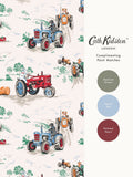 Cath Kidston wallpaper sample Blue Tractor A4, imported from the UK