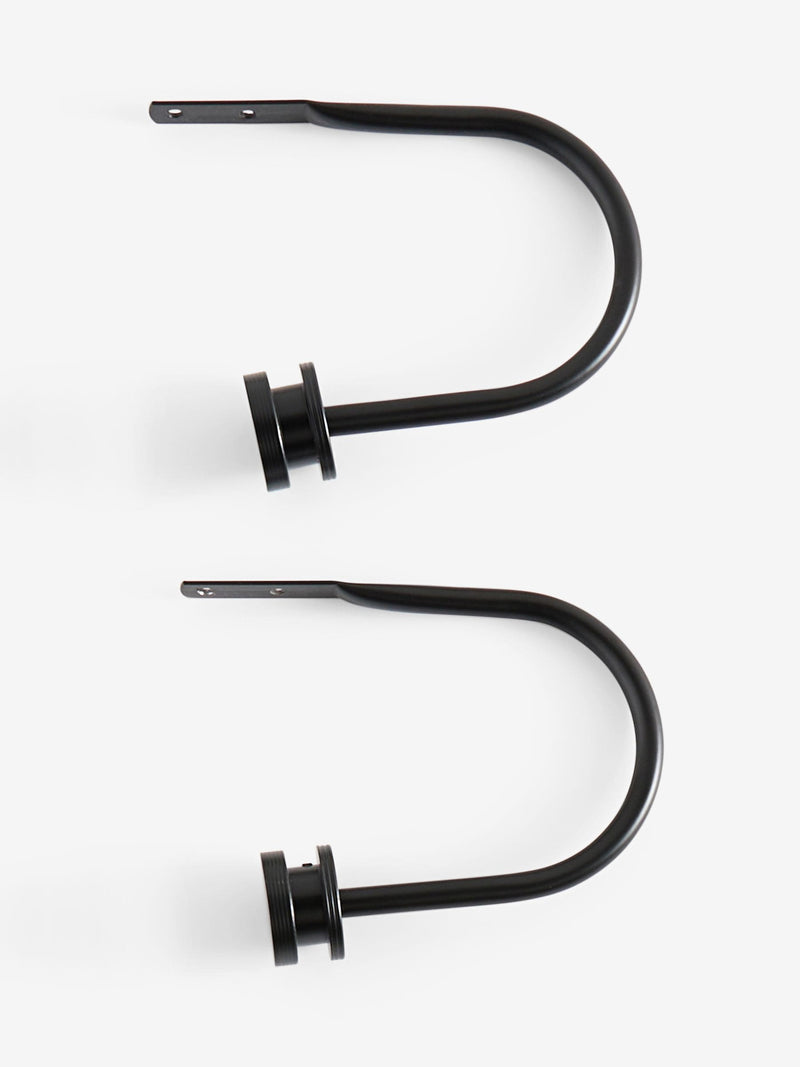 Set of 2 Black Ribbed Stud Curtain Holdbacks