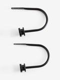 Set of 2 Black Ribbed Stud Curtain Holdbacks
