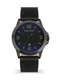Police Cliff Gun Black Leather Strap Watch 47mm, imported from the UK