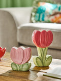Lucy Tiffney pink tulip vases set of 2, imported from the UK