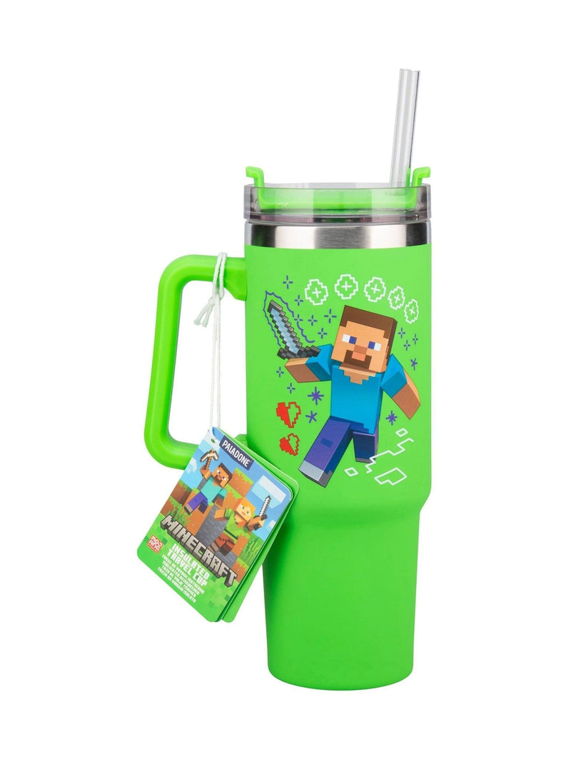 Minecraft Creeper and Steve travel cup 900ml insulated tumbler (British brand)