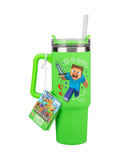 Minecraft Creeper and Steve travel cup 900ml insulated tumbler (British brand)
