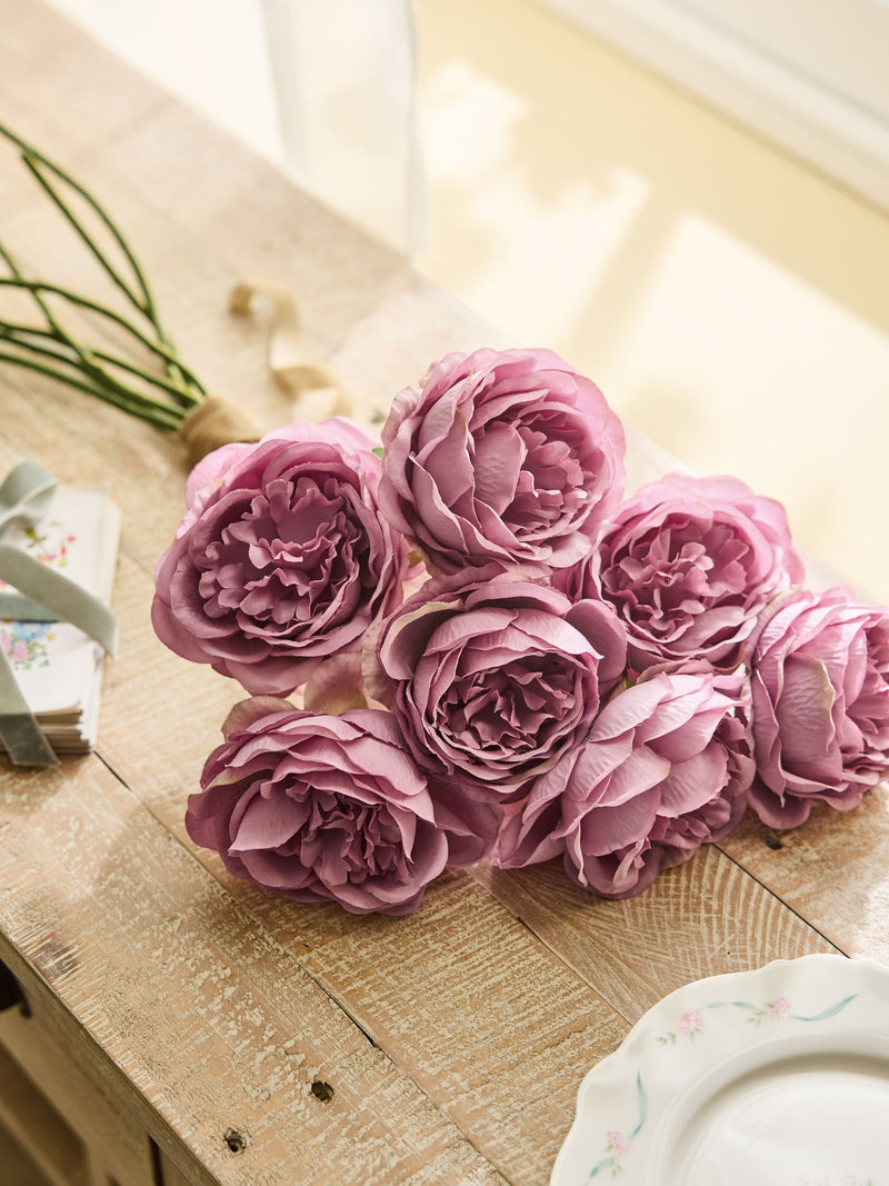 Shabby Chic pink artificial peony stems 57cm, imported from the UK