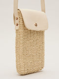 Phase Eight natural textured phone bag in raffia with crossbody strap - British product