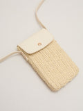 Phase Eight natural textured phone bag in raffia with crossbody strap - British product