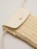 Phase Eight natural textured phone bag in raffia with crossbody strap - British product