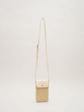 Phase Eight natural textured phone bag in raffia with crossbody strap - British product