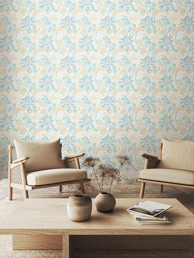 Next Hoopla Walls Soft Blue Seaweed Garden Wallpaper 10m- Buy online at McGrocer