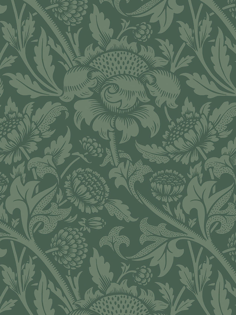 Hoopla Walls wallpaper green damask trail 10m - British product