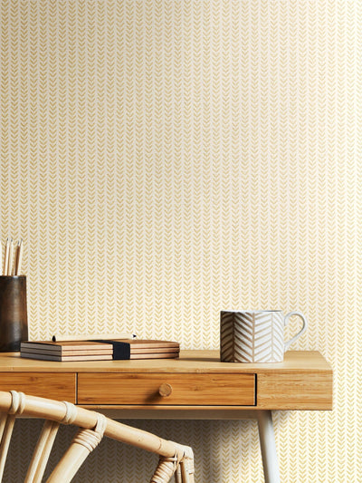 Next Hoopla Walls Hay Ditsy Leaf Stripe Wallpaper 10M- Buy online at McGrocer