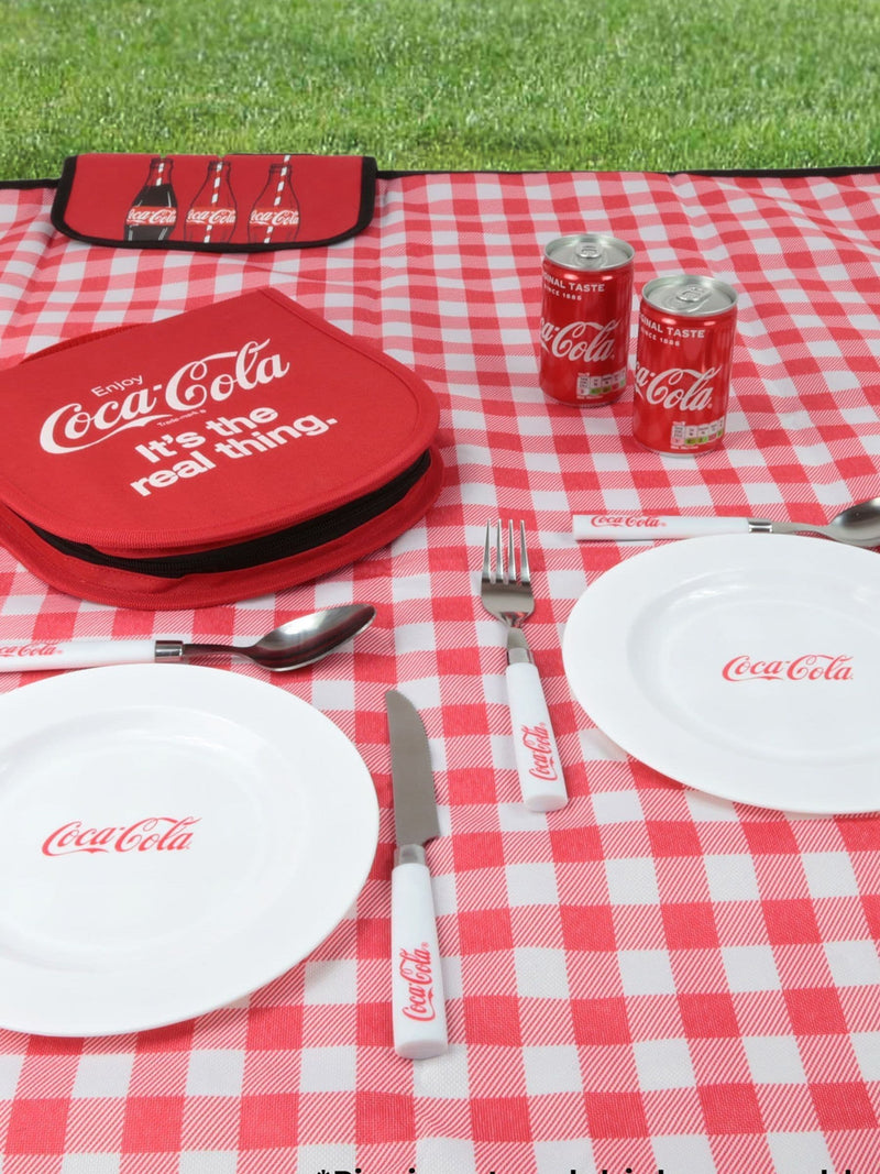 Kimm Miller Coca Cola picnic blanket glass bottles design 200x147cm, UK version