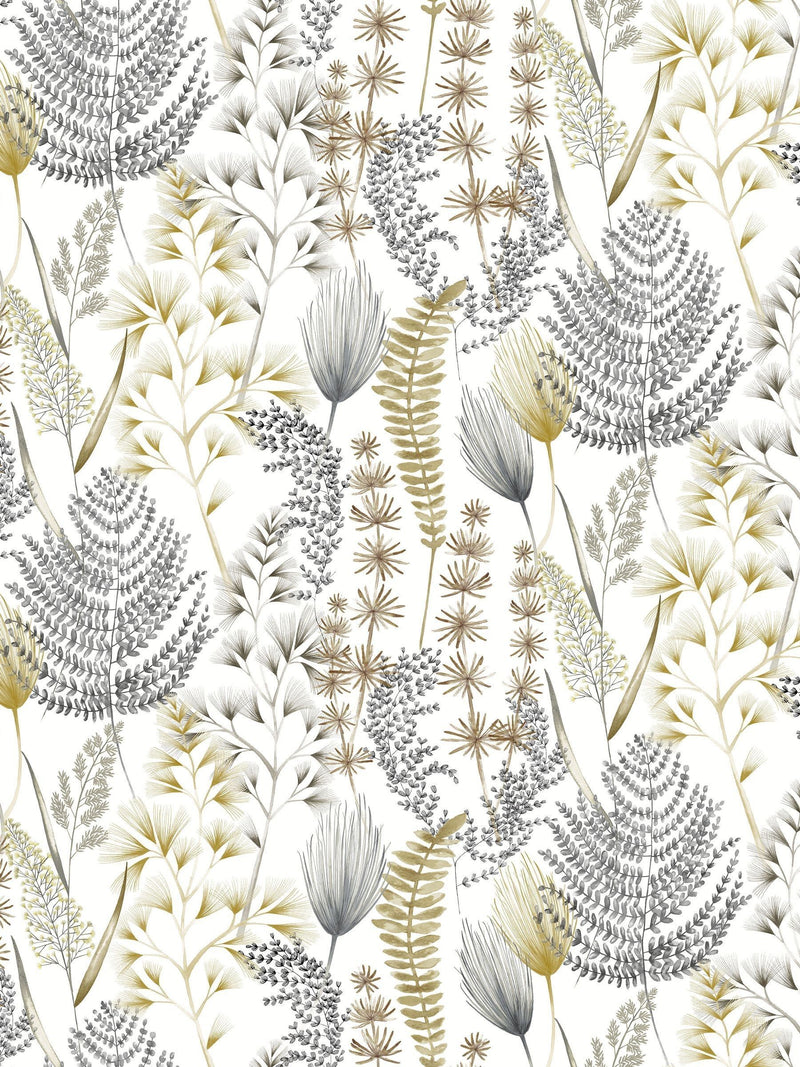 Ohpopsi Grey Mustard Summer Fern A4 wallpaper sample - British product