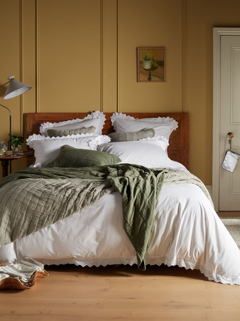 Secret Linen Store White Valerie Cotton Duvet Cover (British brand)