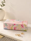 Pink Floral glass jewellery box floral design 20cm (British brand)