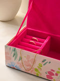 Pink Floral glass jewellery box floral design 20cm (British brand)