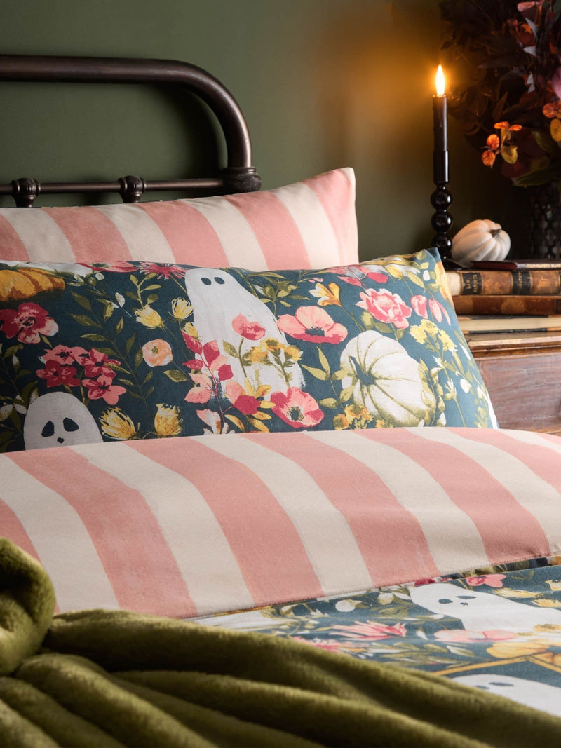 Furn Black/Pink Bootanical reversible duvet cover and pillowcase set - British product