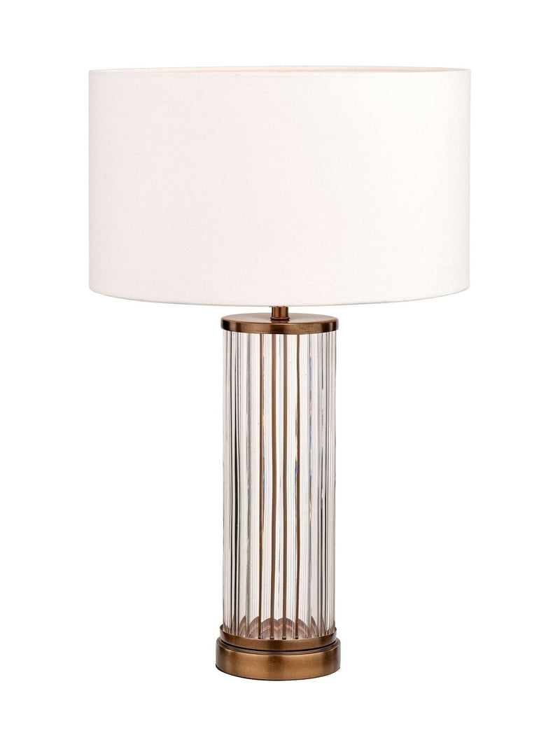 Pacific Lifestyle Ciara clear glass table lamp with cotton shade, UK version
