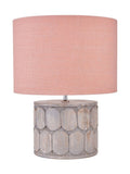 Pacific Lifestyle grey Cezara embossed wood wide table lamp, imported from the UK