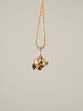Gold tone flower necklace with long chain, UK version