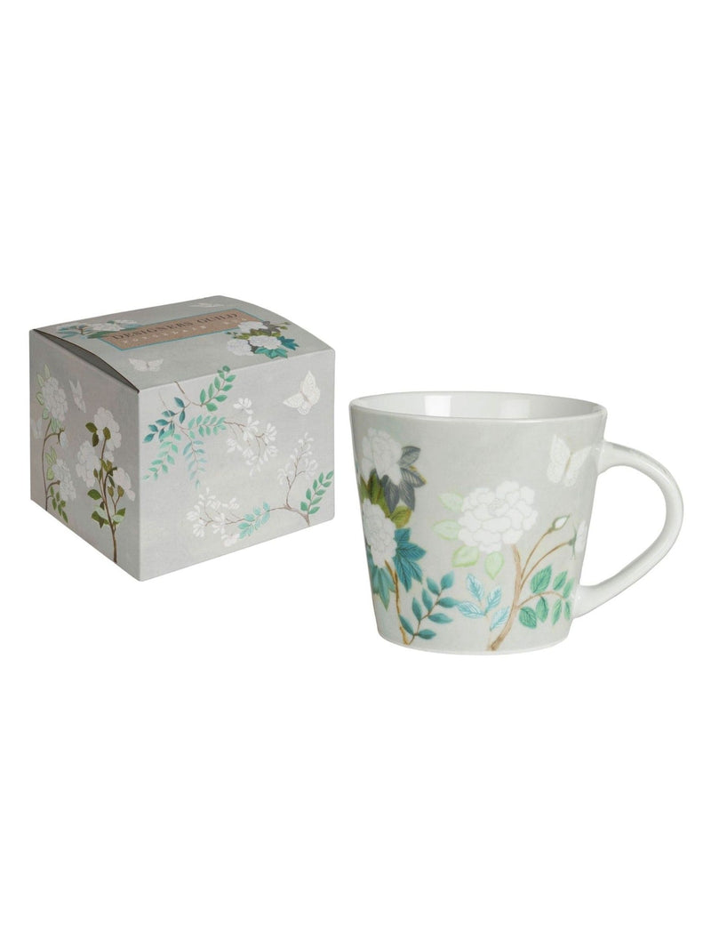 Set of 4 Designers Guild celadon Fleur Orientale porcelain mugs - British product