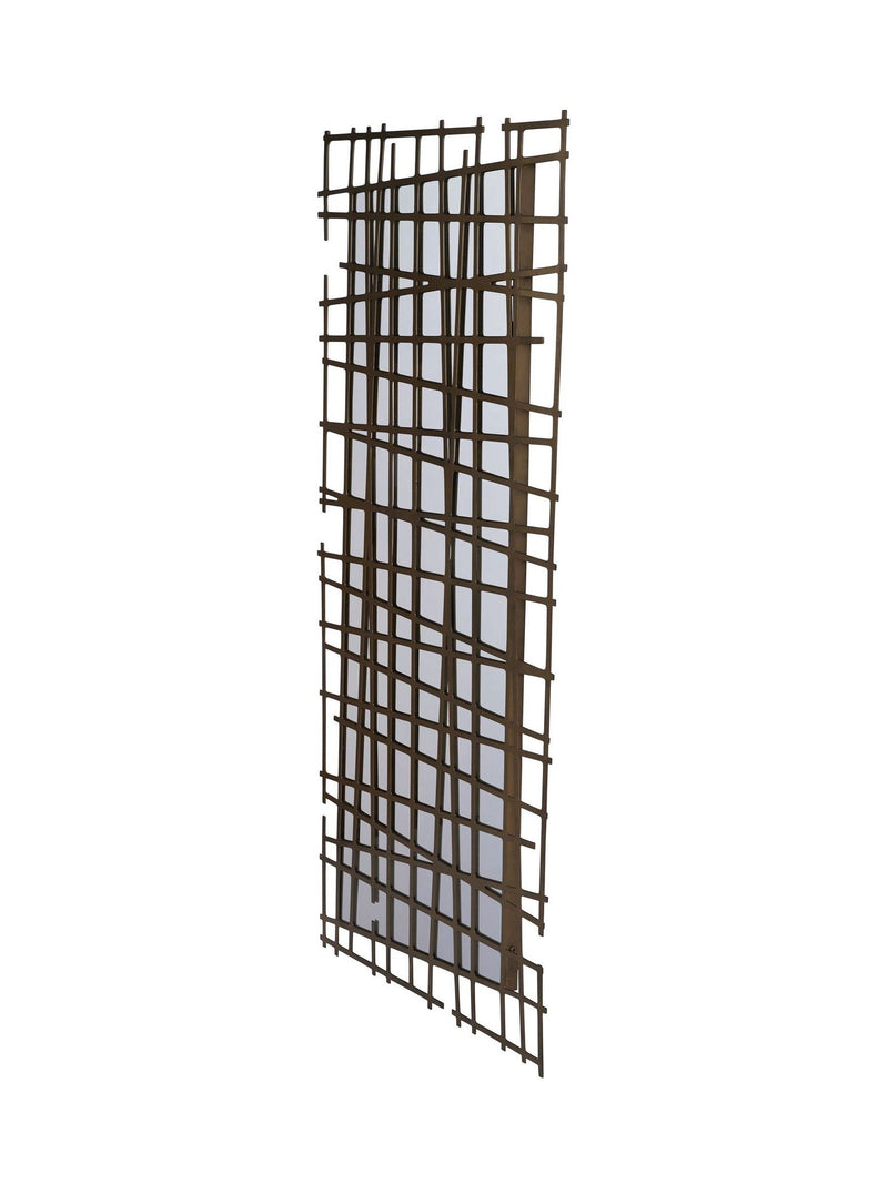 Libra Interiors gold lattice wall mirror brass finish 140cm x 62cm, UK version