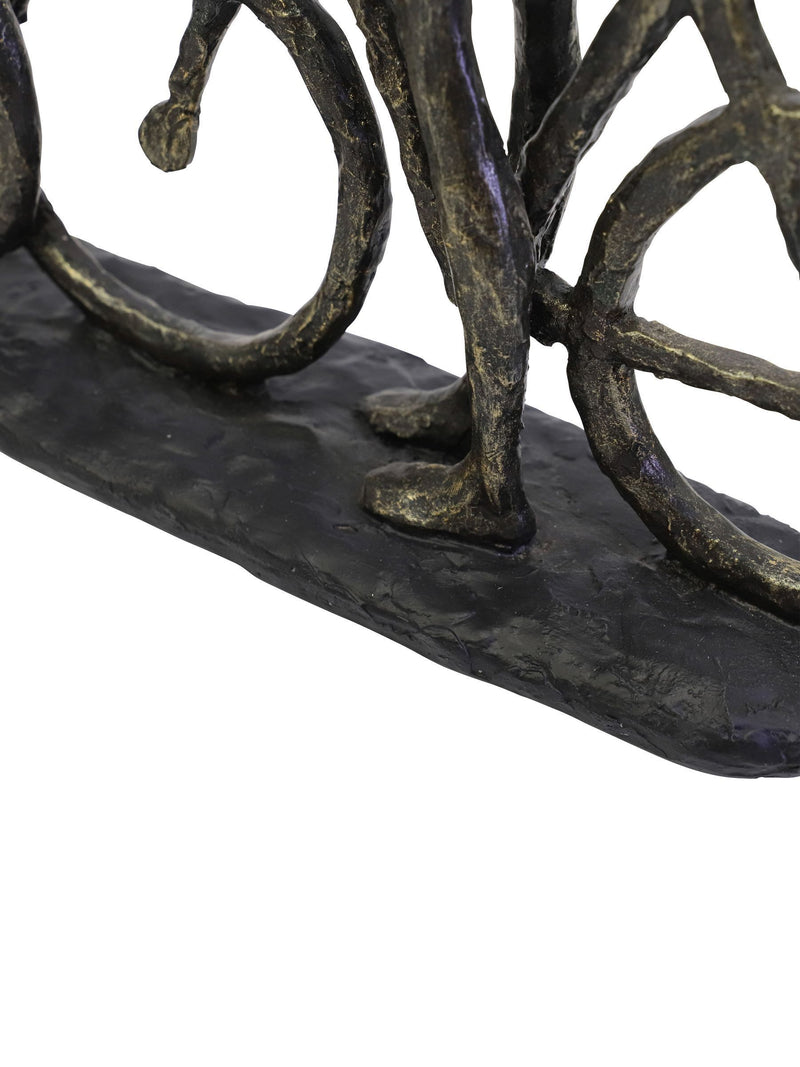 Libra Interiors bronze smooching cyclist sculpture, 28cm height, UK version