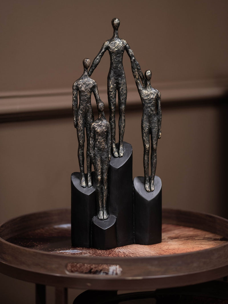 Libra Interiors bronze abstract family sculpture on hearts plinth 41.5cm, UK version