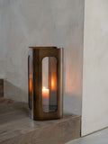 Libra Interiors Smoked Gold Clear Glass Hurricane Lantern 53cm tall, UK version