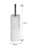 Showerdrape Frost Onyx White Bianco striped toilet brush and holder set (British brand)