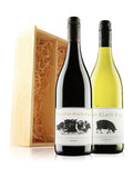 Virgin Wines mixed wine duo with Shiraz and Viognier in wooden gift box (British brand)