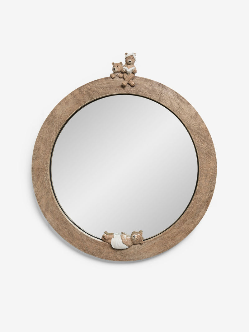 Natural Bertie Bear bathroom wall mirror, imported from the UK