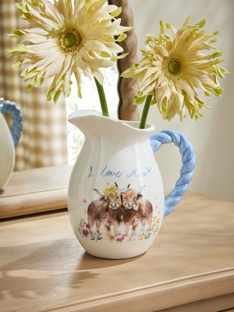Hamish the Highland cow ceramic jug vase 18cm, UK version
