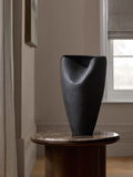 N. Premium black sculptural ceramic vase 41cm, imported from the UK