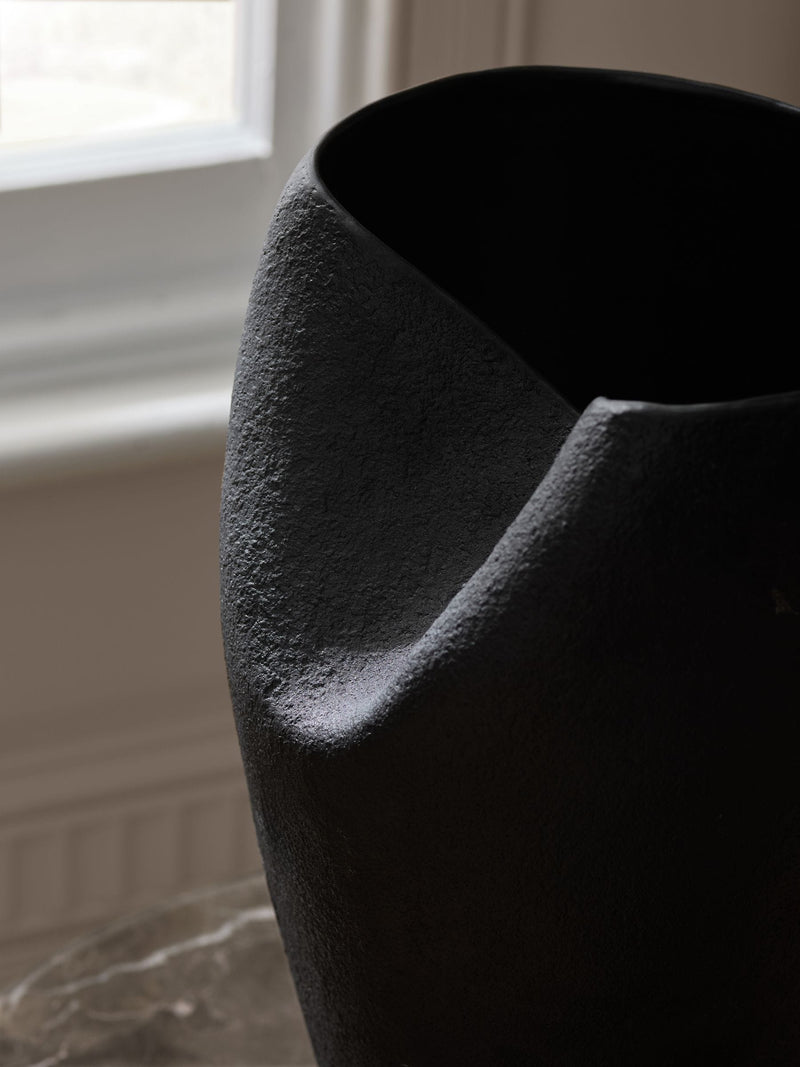 N. Premium black sculptural ceramic vase 41cm, imported from the UK