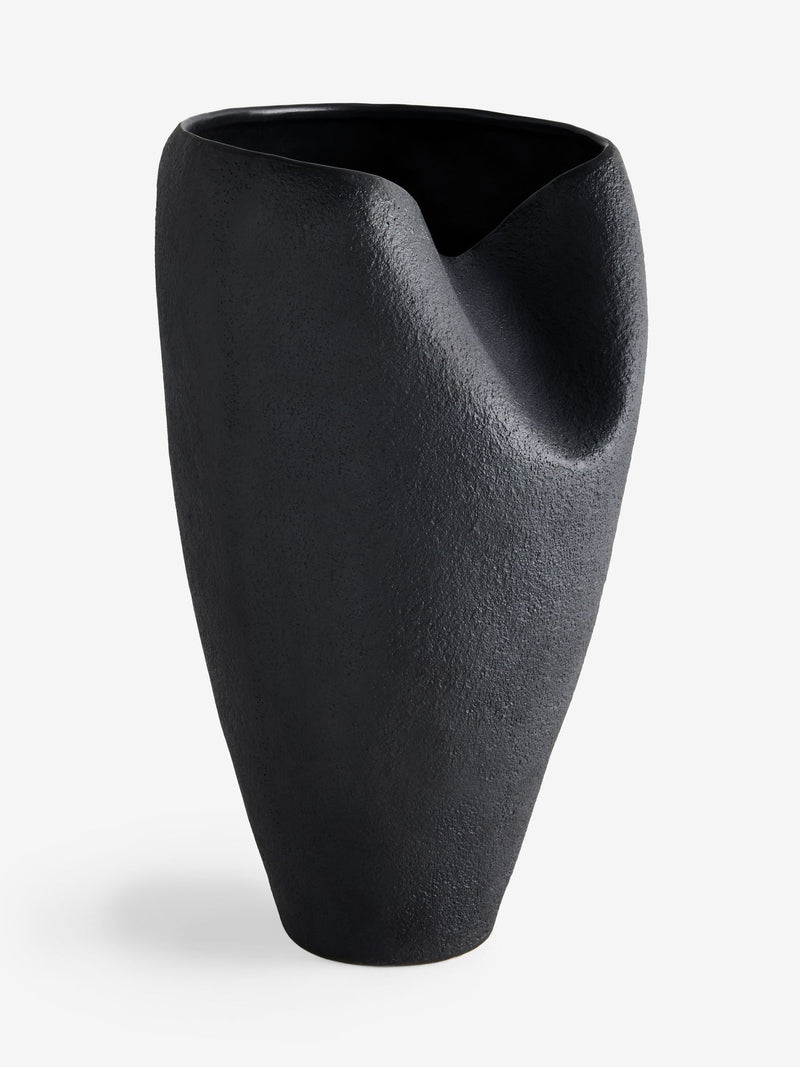 N. Premium black sculptural ceramic vase 41cm, imported from the UK