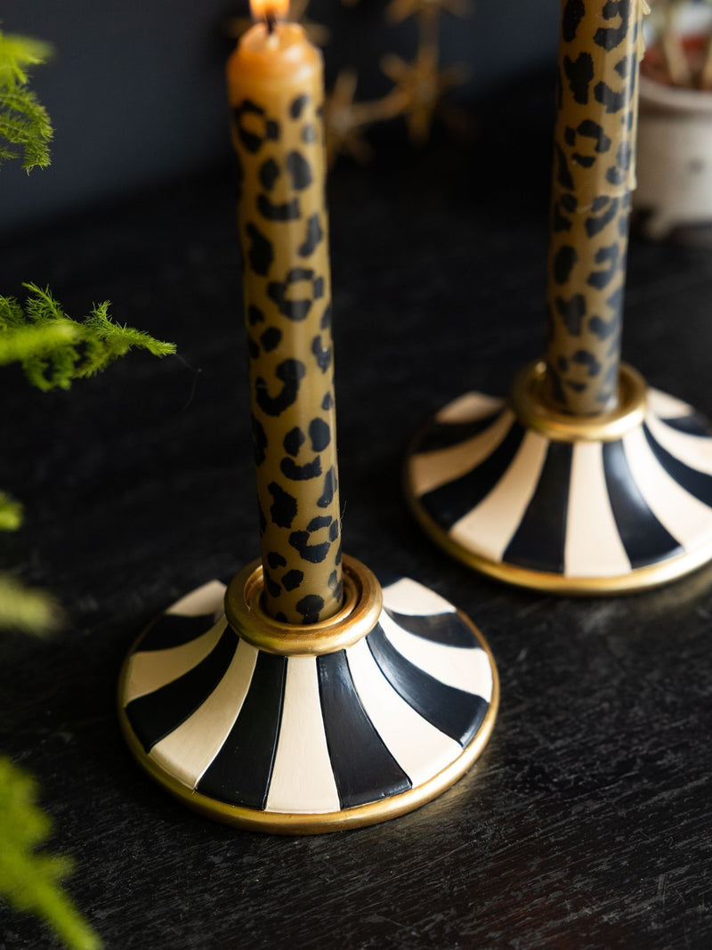 Rockett St George circus taper candle holders black cream, UK version