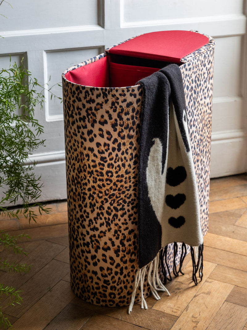 Rockett St George leopard laundry basket, imported from the UK