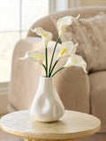 Artificial white cala lily arrangement in glossy ceramic vase 40cm, UK version
