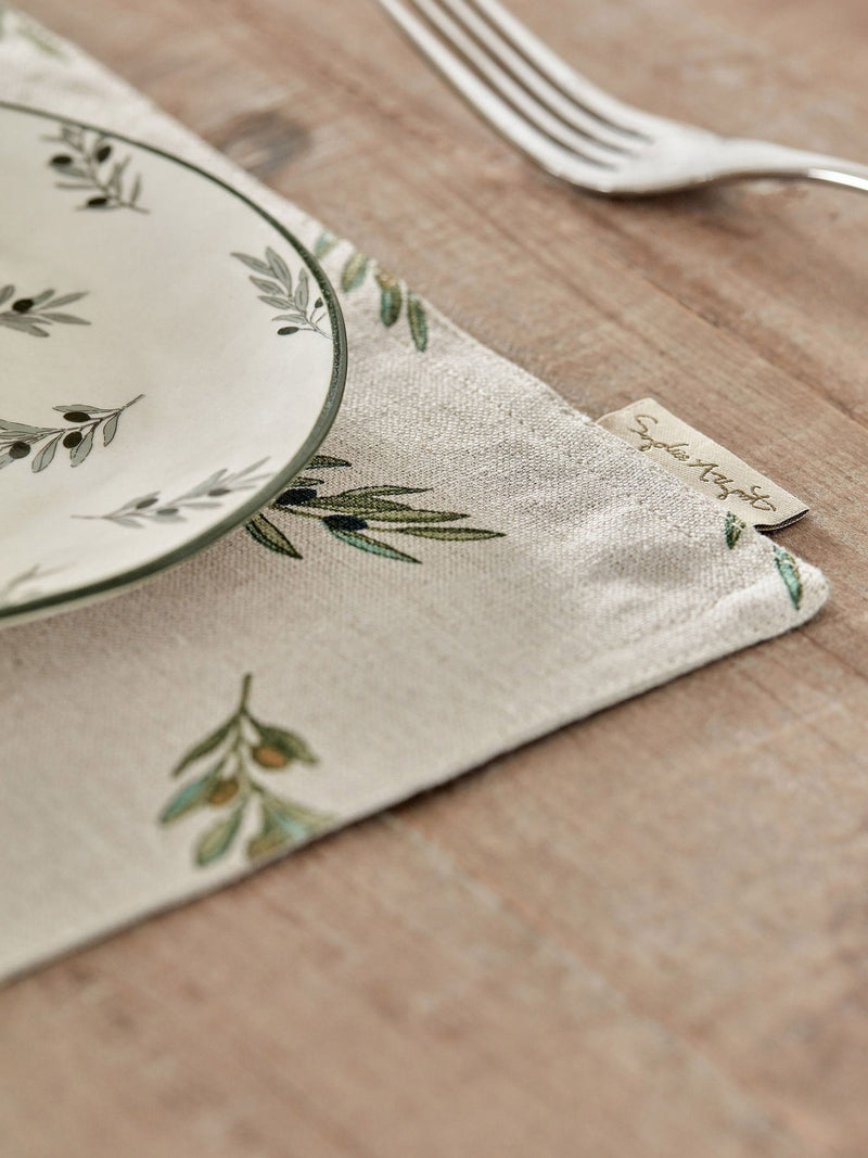 Sophie Allport Natural Linen Olive placemats set of 2 (British brand)