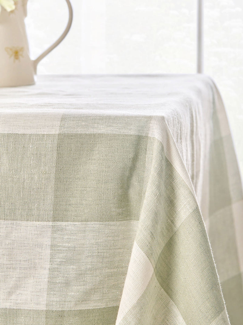 Sophie Allport Sage Green Gingham Linen Tablecloth