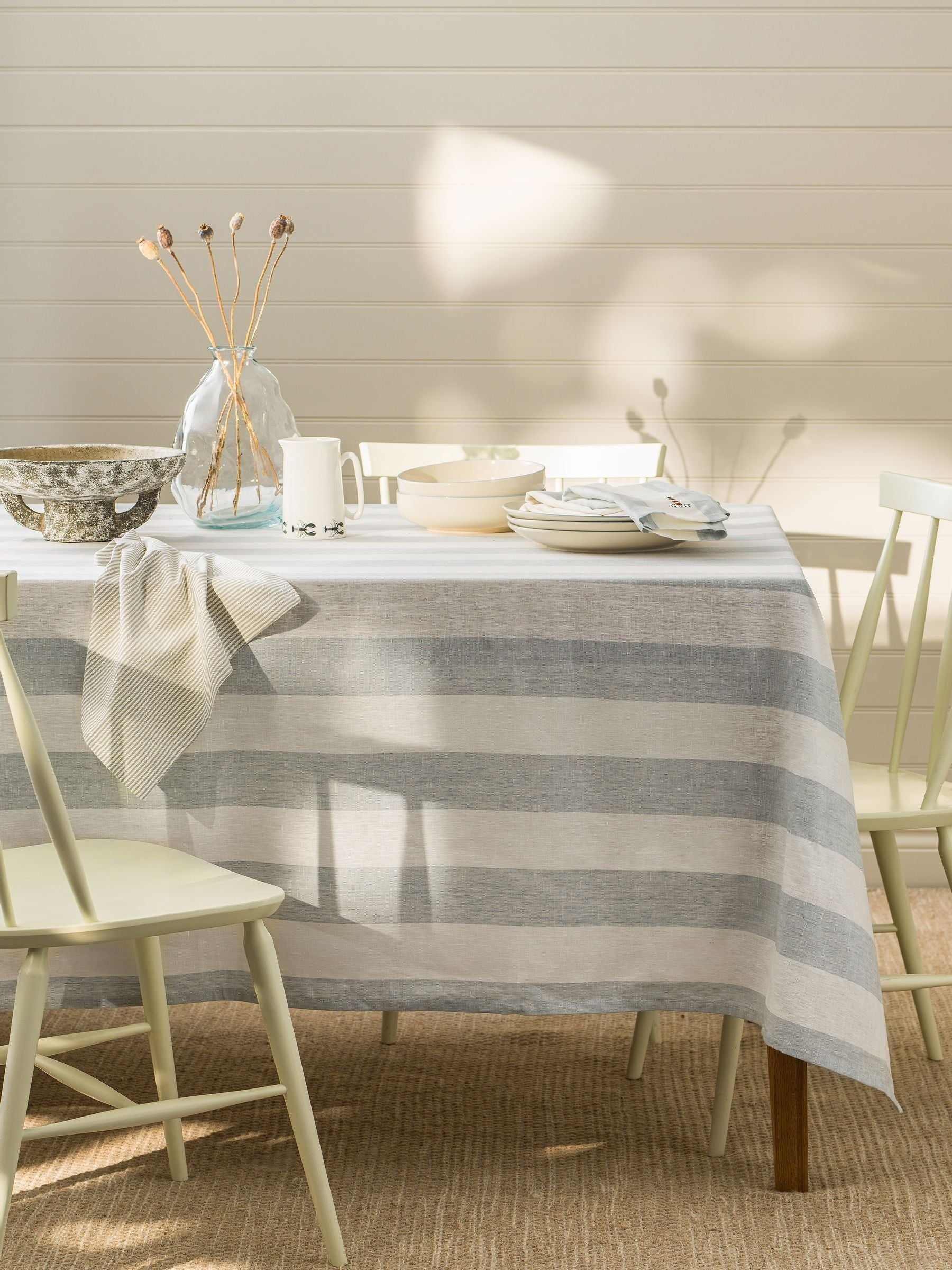 Sophie Allport Pale Blue Linen Witham Stripe Tablecloth