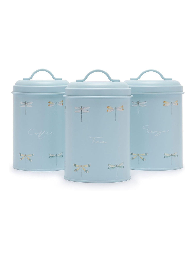 Sophie Allport teal blue dragonfly storage tins set of 3 (British brand)